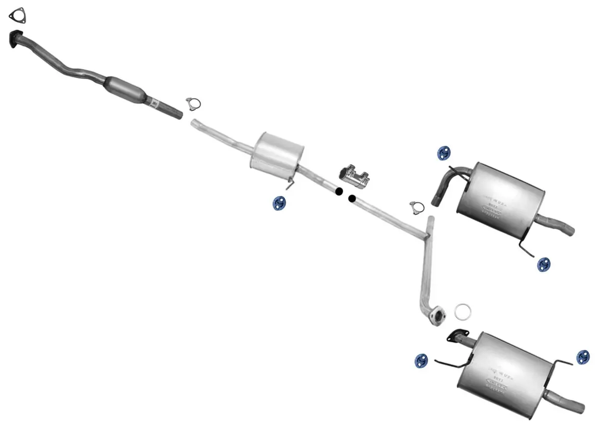 Exhaust System Resonator Dual Mufflers For Honda Accord 2003-2005 4Dr Sedan 3.0 1