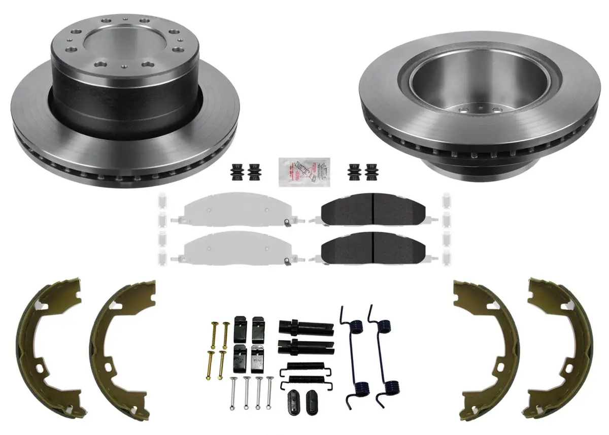 Rear Fleet Carbon Disc Brake Rotors Brake Pads For Dodge Ram Pick Up 2500 09-18 1