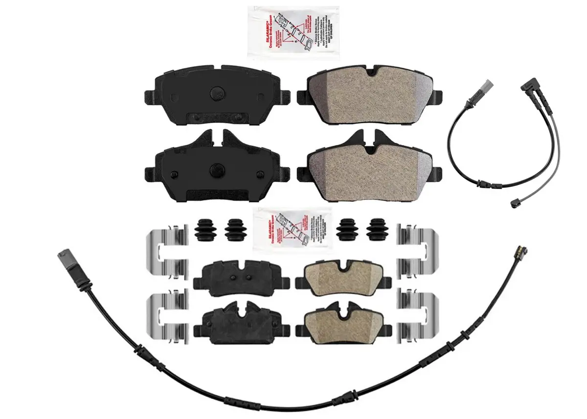 Front & Rear Disc Brake Pads, Hardware, Sensors For Mini Cooper 2014-2024 1.5L 1