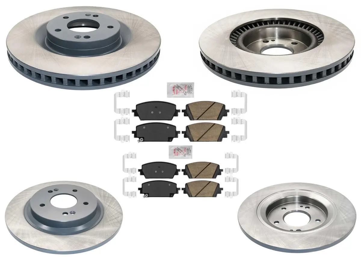 Coated Disc Brake Rotors & Disc Brake Pads For Hyundai Santa Fe 2021-2023 2.5L 1