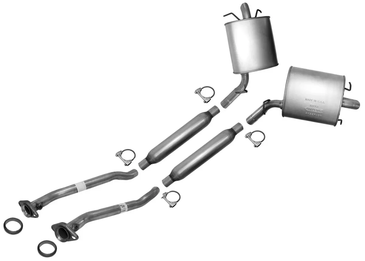 Front Resonator Left Right Dual Rear Muffler For Cadillac Cts 2004-2007 3.6L 1
