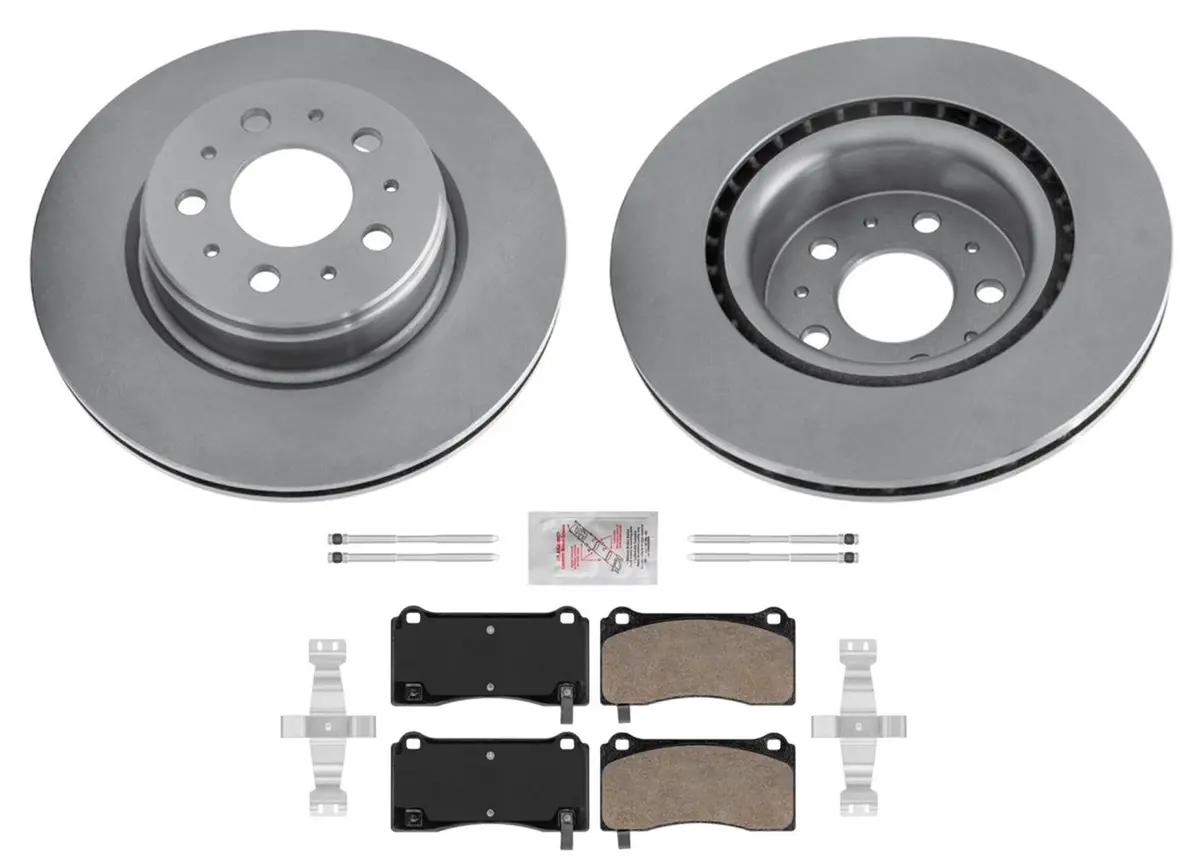 Front Coated Brake Disc Rotors Disc Brake Pads For Tesla 3 17-24 Grey Caliper 1
