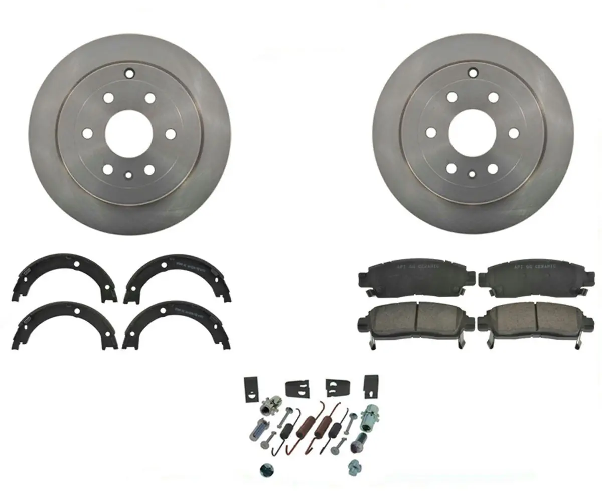 For 2007-2016 Gmc Acadia Traverse Rear Brake Rotors & Ceramic Brake Pads Shoes 1