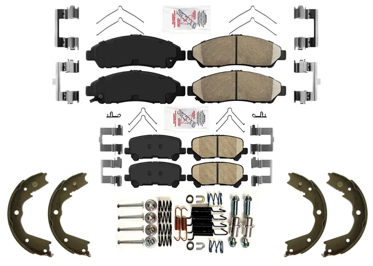 Front Rear Disc Brake Pads & Parking Shoes For Honda Pilot 2012 2013 2014 2015 1