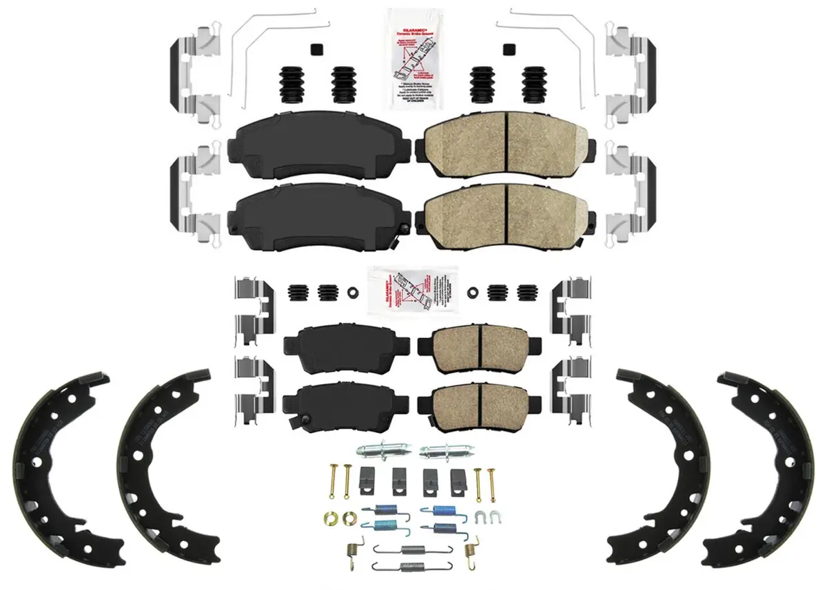 Front Rear Disc Brake Pads Parking Shoes For Honda Odyssey 2005 2006 2010 1