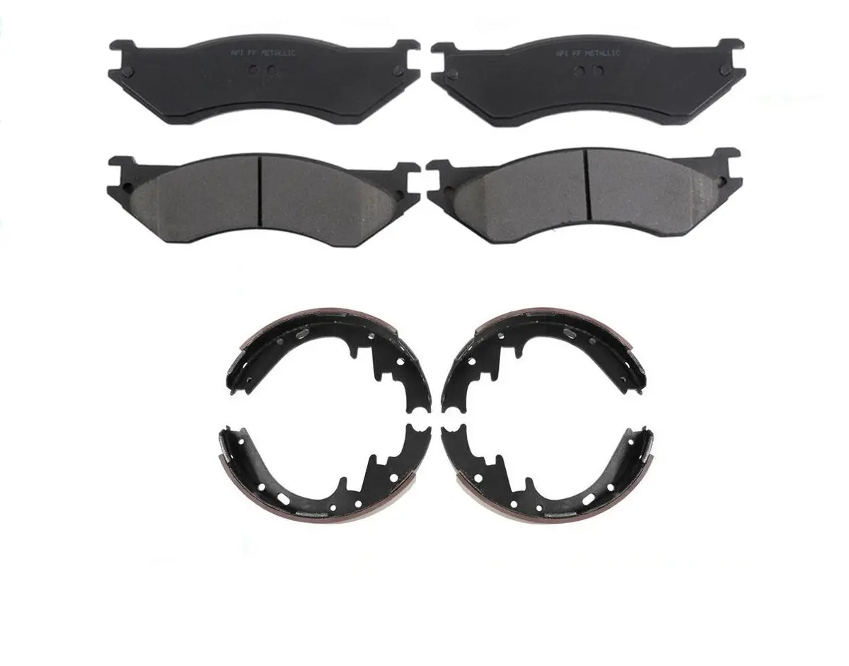 Front & Rear Brake Pad Shoe Sets For 1998-2002 Dodge Ram Van 1500 1