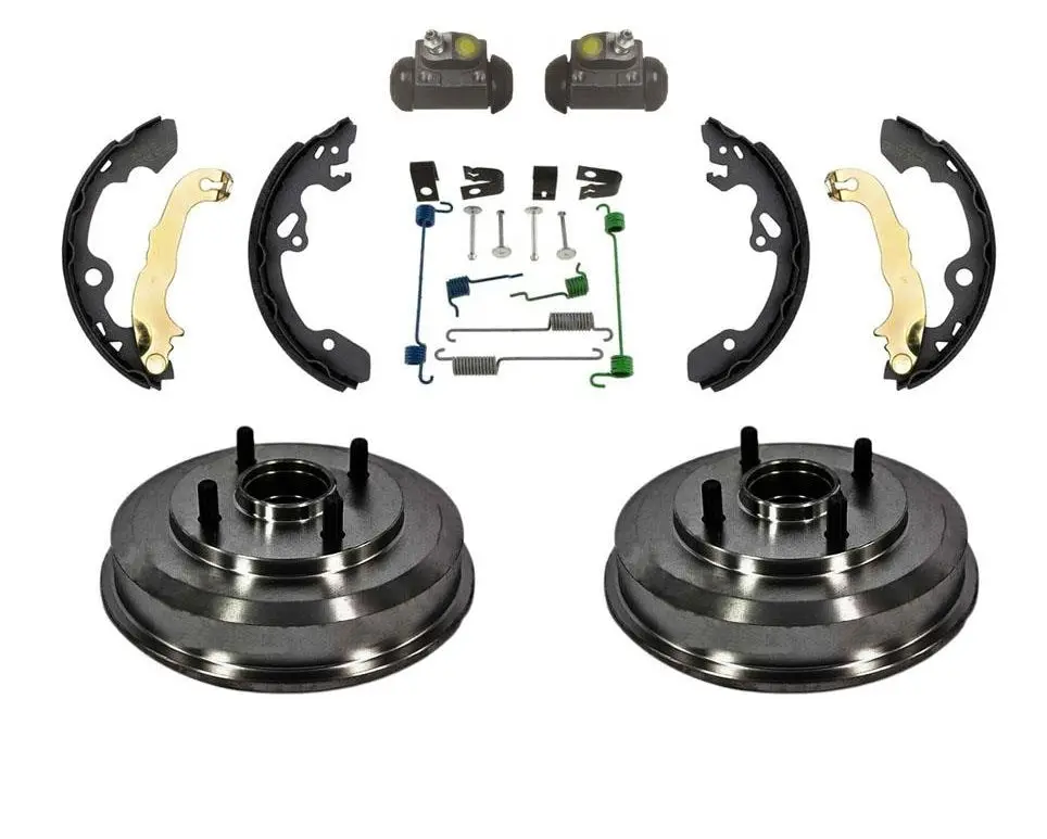 For 00-08 Focus Rear Drum Wheel Bearing Brake Shoe Springs & Wheel Cylinders Kit 1