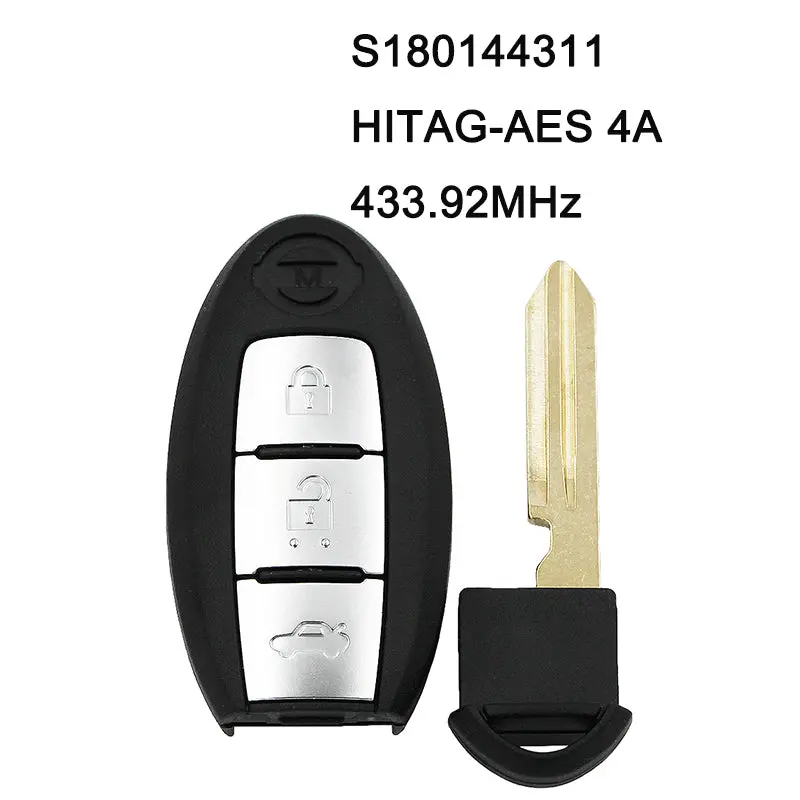 3 Button S180144311 Smart Key 433.92Mhz Hitag-Aes 4A Chip For Nissan Teana 2016-2017 1