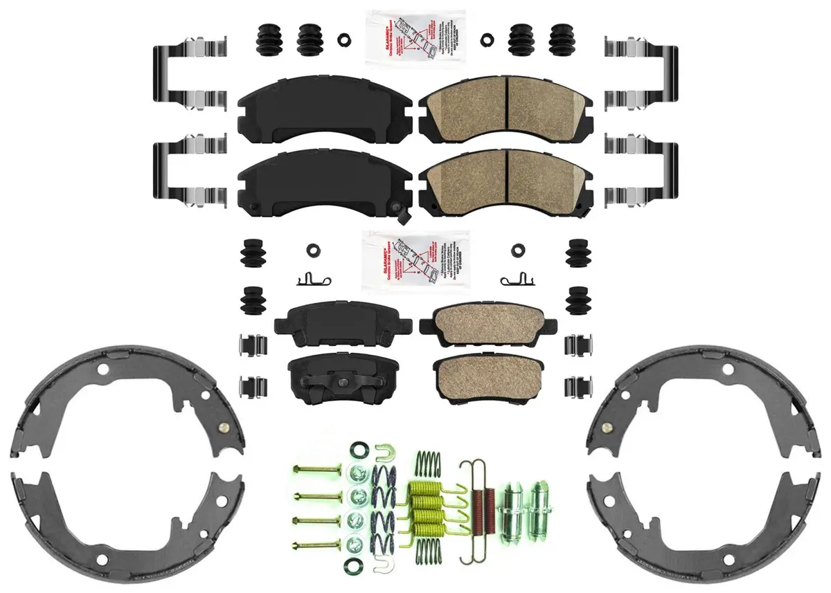 Front Rear Disc Brake Pads Parking Shoes For Mitsubishi Outlander 2005-2006 2.4L 1