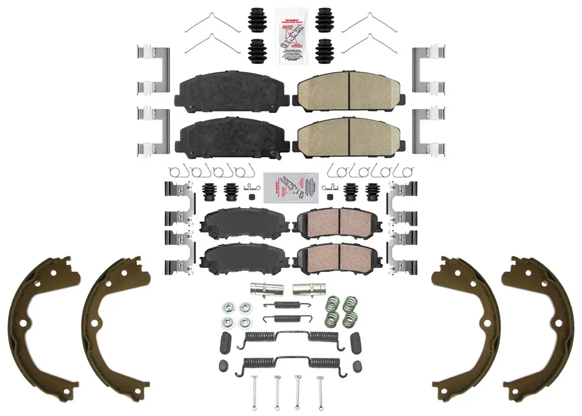 Front & Rear Disc Brake Pads Parking Brake Shoes For Nissan Titan 2017-2024 1