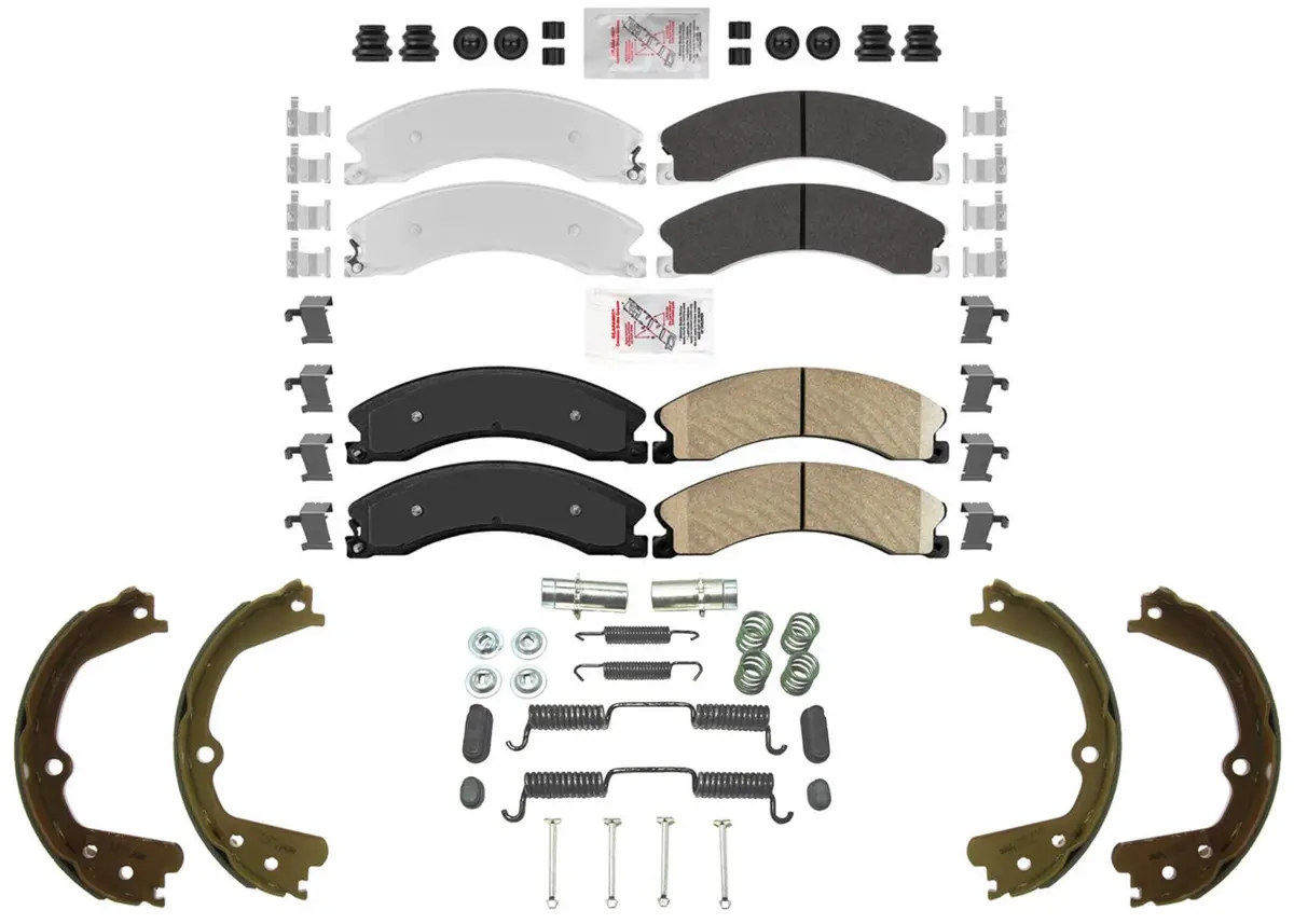 Front & Rear Brake Pad Set Rear Parking Shoes For Nissan Titan Xd 2016-2024 1