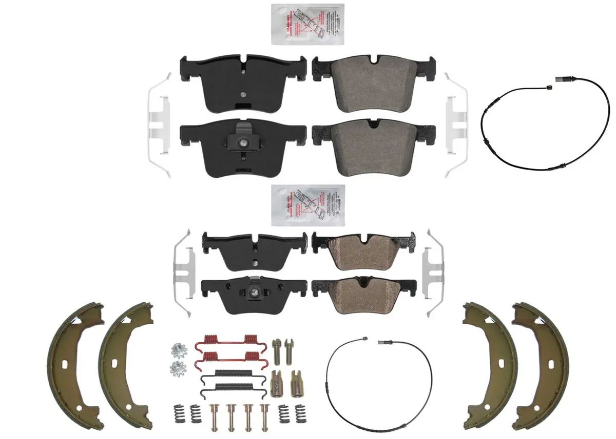 Front & Rear Disc Brakes Pads Parking Shoes Sensors For Bmw 320I 2013 2015 2018 1