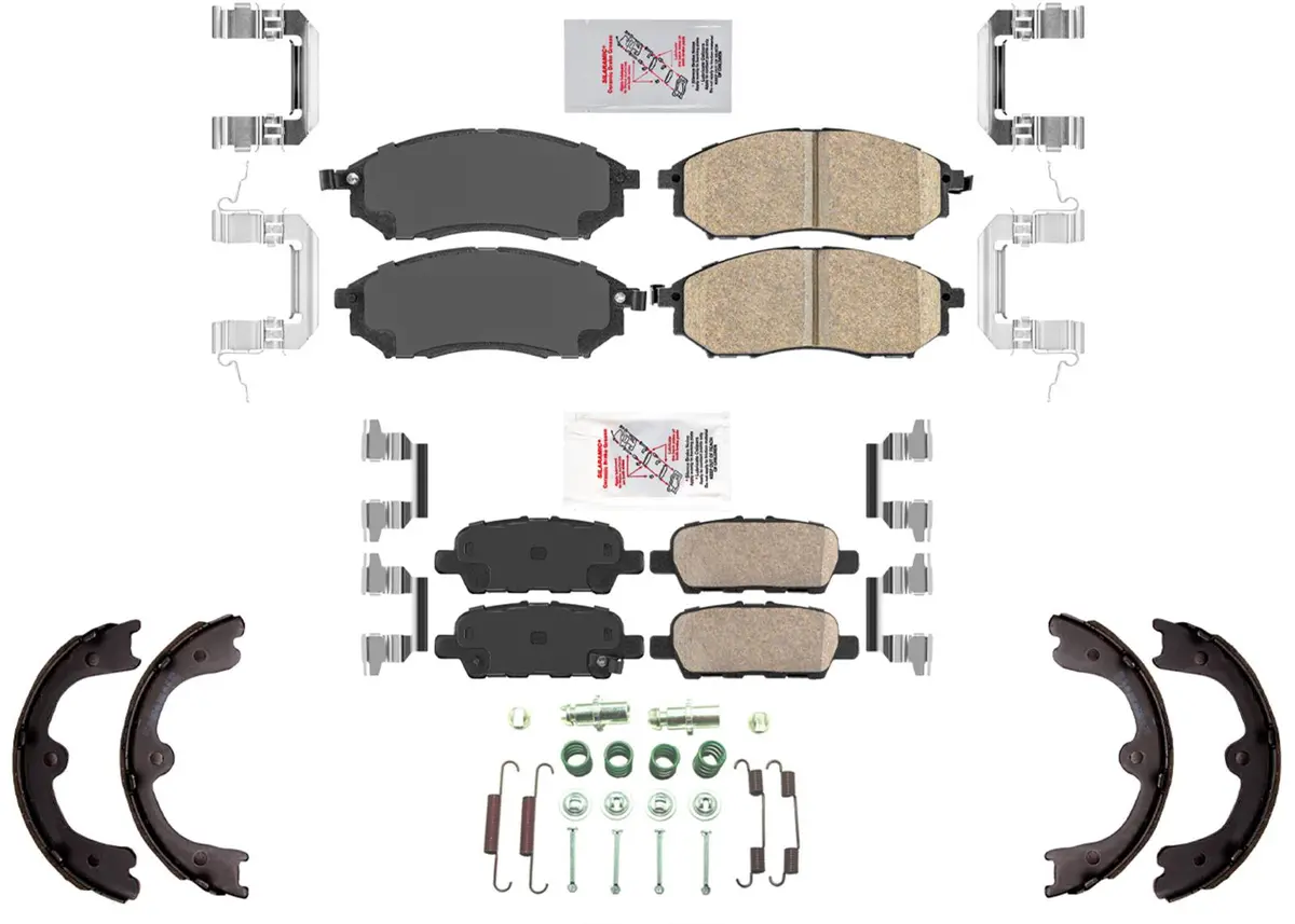 Front Rear Ceramic Disc Brake Pads & Parking Shoes For Infiniti Fx45 2006-2008 1