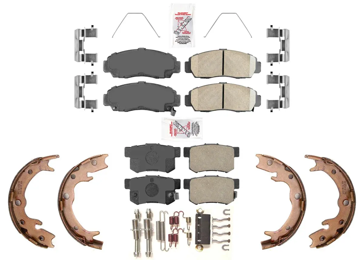Front & Rear Ceramic Disc Brake Pads Parking Shoes For Acura Tl 1999 2000 2003 1