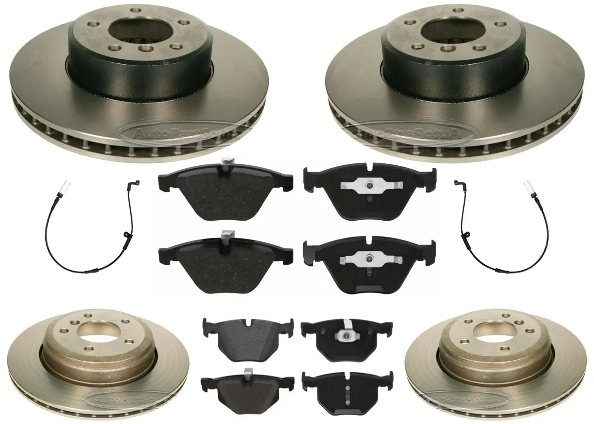 Front & Rear Carbon Coated Rotors Eps Brake Pads For 525I 04-07 Automatic Trans 1
