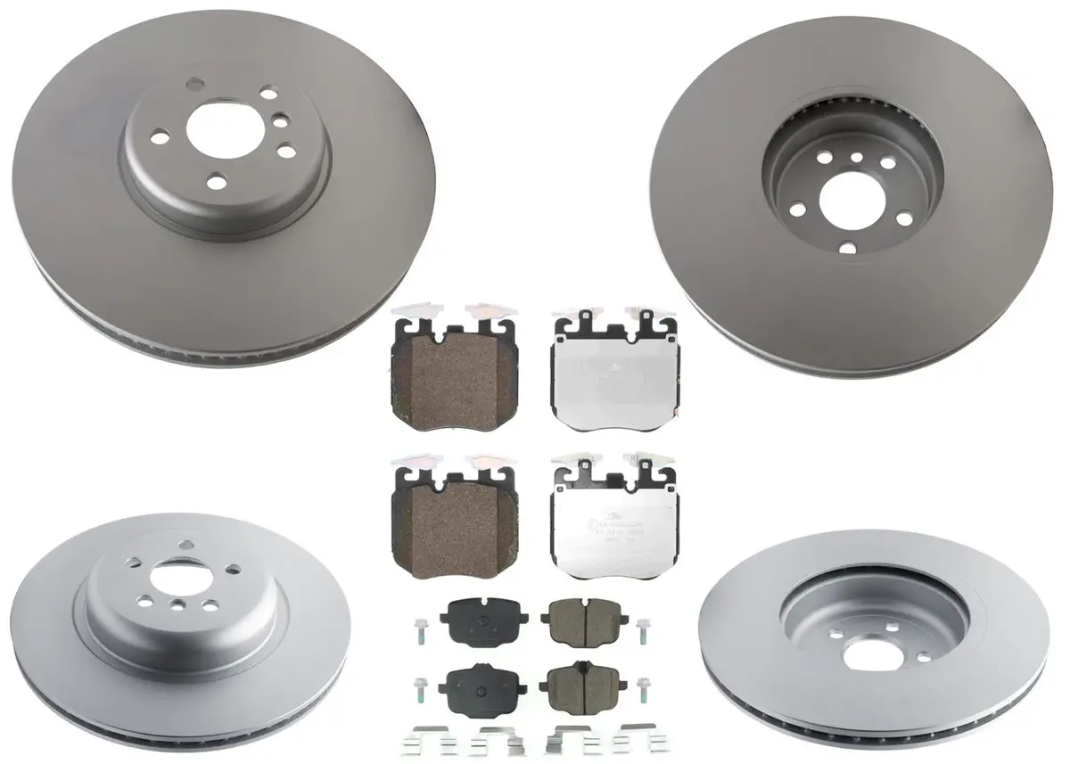 Front & Rear Geo Coated Rotors & Eps Brake Pads For 540I 20-23 W/ Blue Calipers 1