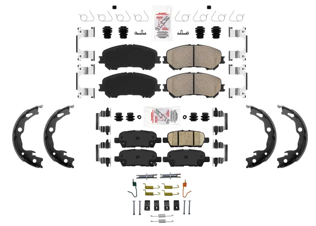 Front & Rear Ceramic Brake Pads Parking Shoes For Nissan Rogue 2017 2020 2022 1