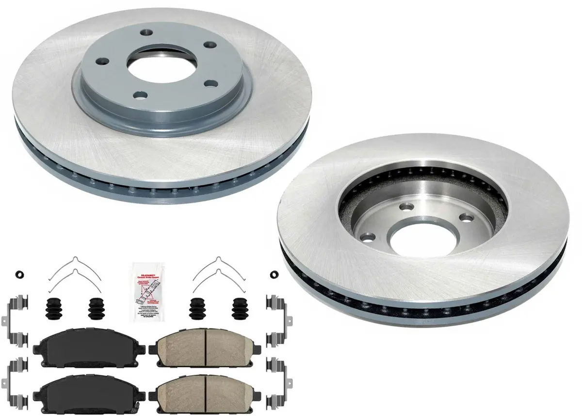 Front Coated Disc Brake Rotors & Ceramic Pads For Nissan Quest 2004 2008 2009 1