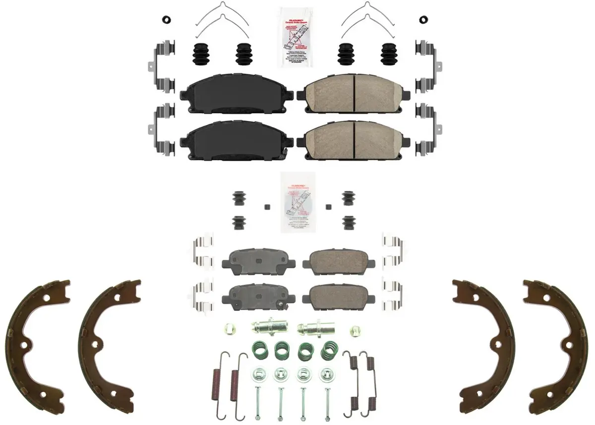Front Rear Disc Brake Pads Parking-Emergency Shoes For Nissan Quest 2008 2009 1