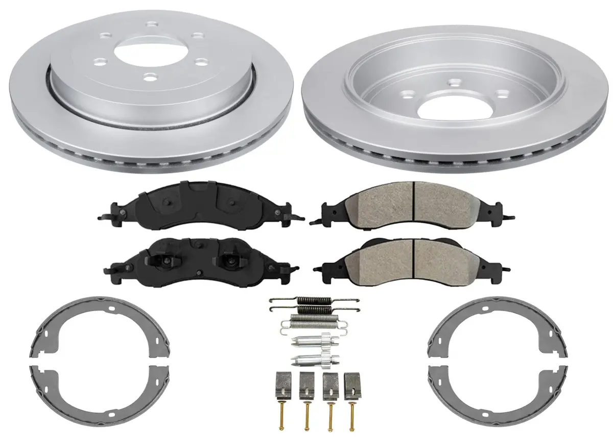 Rr Geo Coated Disc Rotors Brake Pads Parking Shoes For Ford Expedition 2007-2017 1