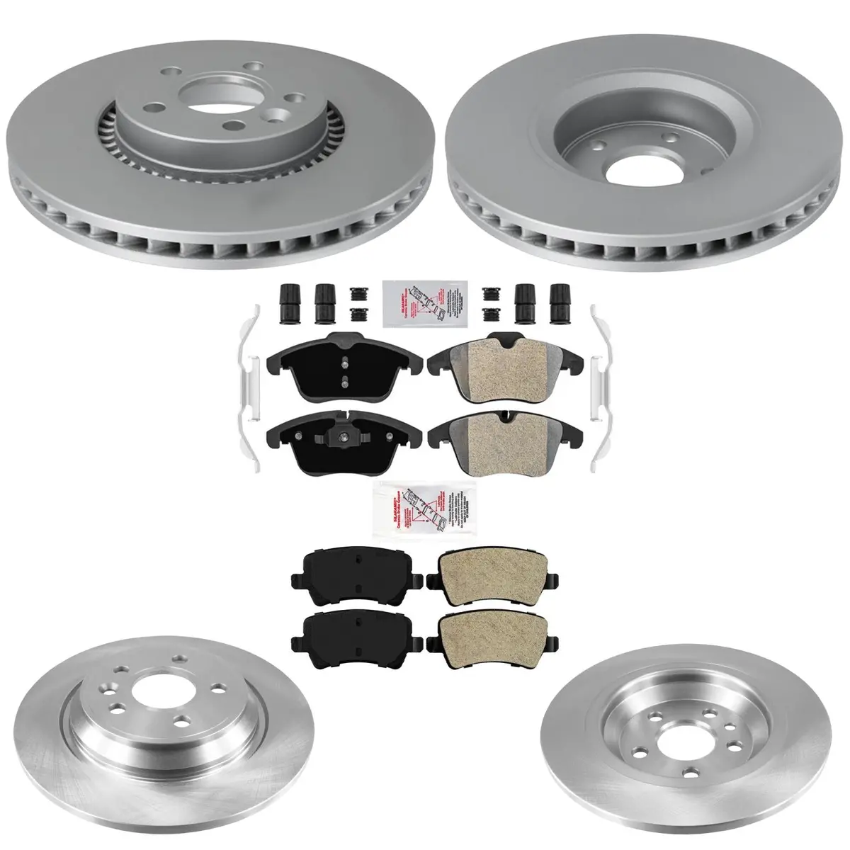 F&R Disc Brake Rotors & Brake Pads For Front Wheel Drive Volvo S80 2009-2011 1