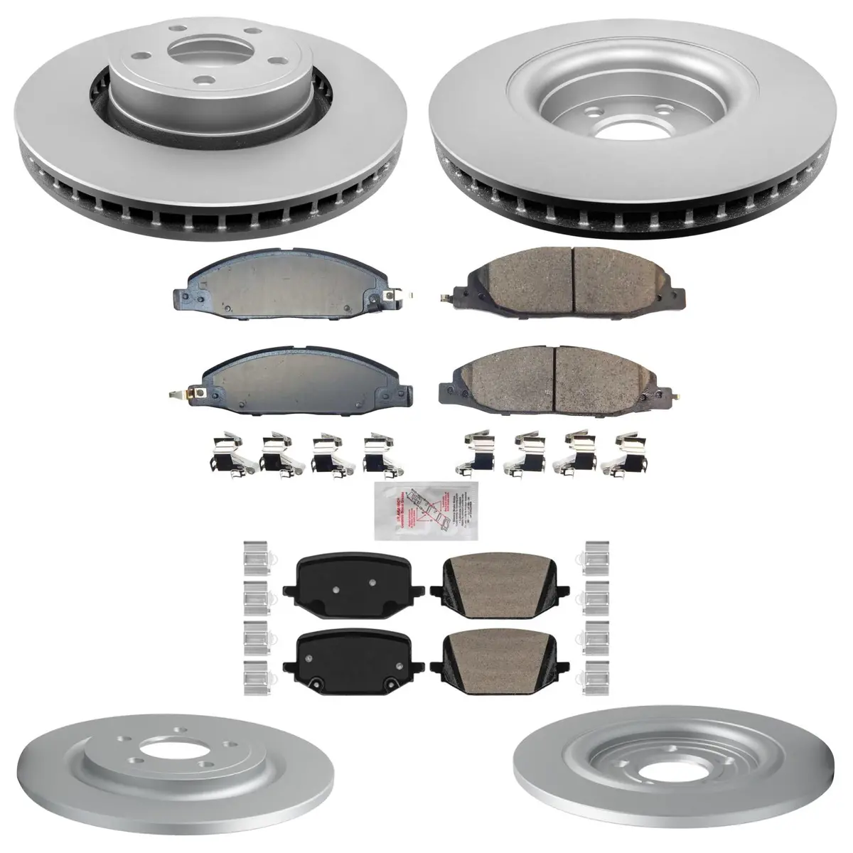 F&R Coated Brake Disc Rotors Brake Pad Set For Ford Mustang Ecoboost 2024 2025 1