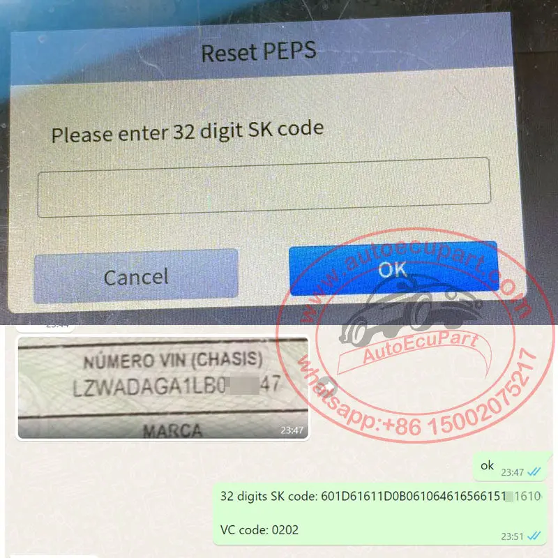 32 Digit Sk Code Calculation Peps Reset For Chevrolet Captiva, N300, N400, Tornado Van 1