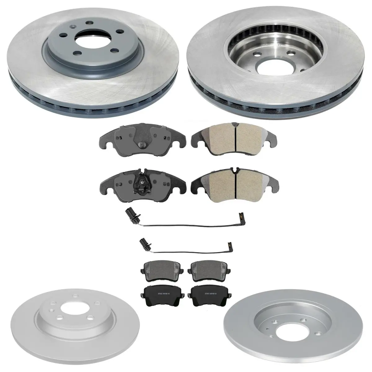 Front & Rear Coated Disc Brake Rotors & Pads For Audi A4 Sedan 2009 2010 2011 1