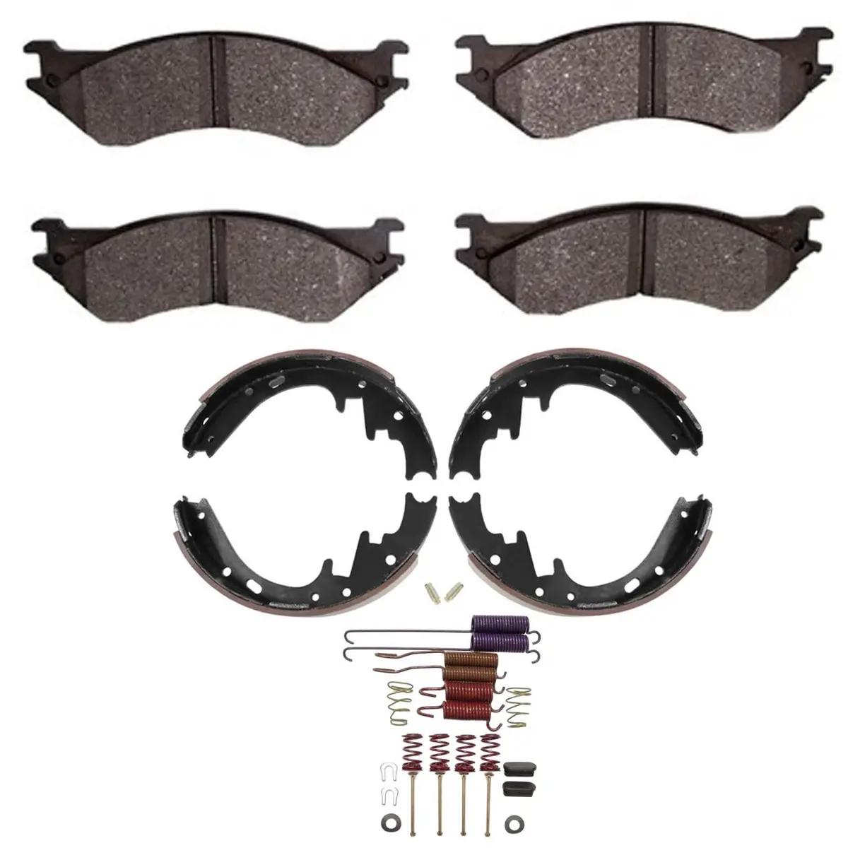 Front Disc Brake Pads & Rear Brake Shoes Hardware For Dodge Ram 1500 Van 98-02 1