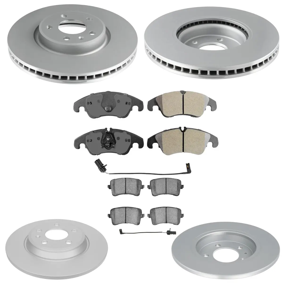 Front Rear Coated Disc Brake Rotors & Pads For Audi Allroad 2013 2014 2015 2016 1
