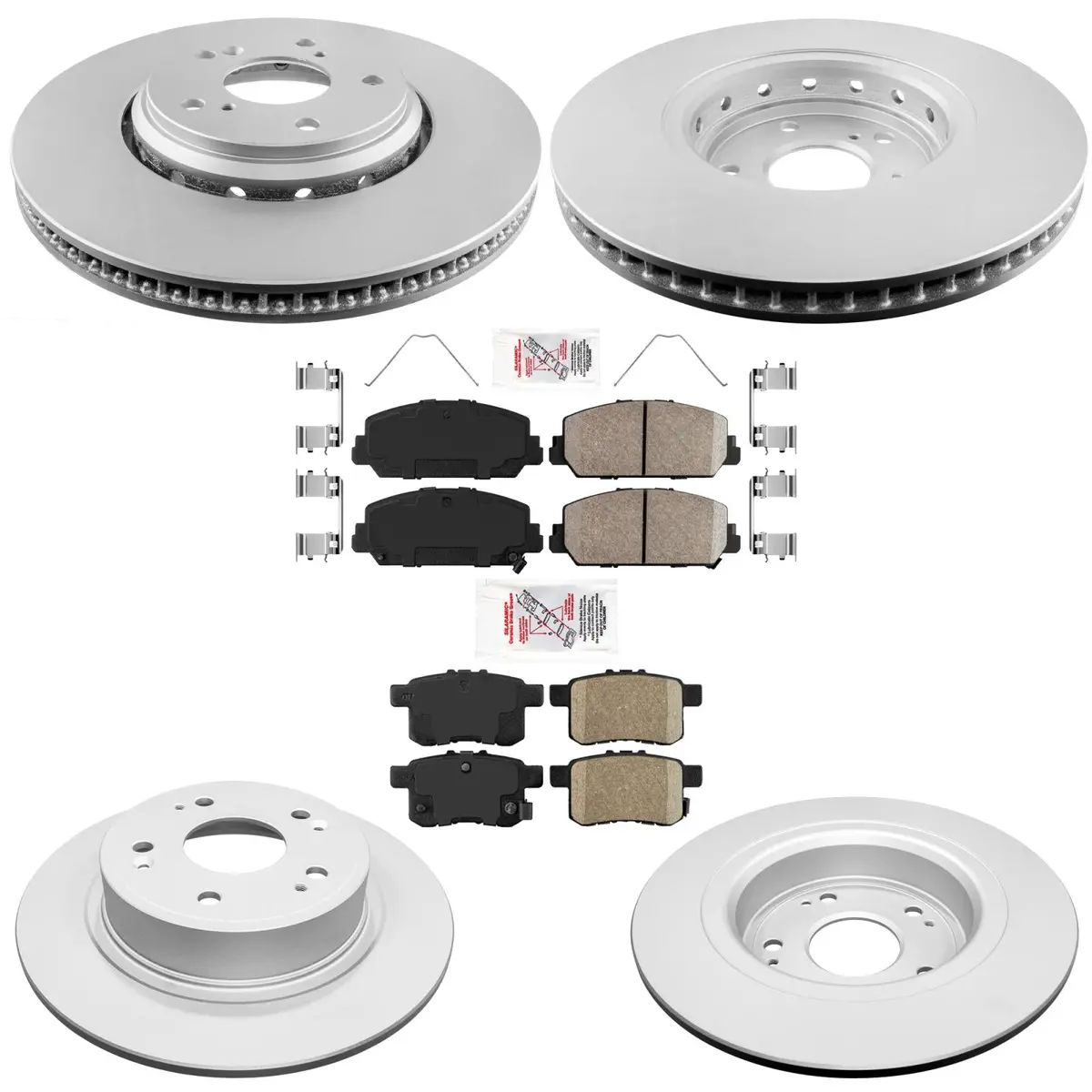 F&R Brake Rotors Brake Pads For A 16-17 Honda Accord 4 Door Touring Sedan 3.5L 1