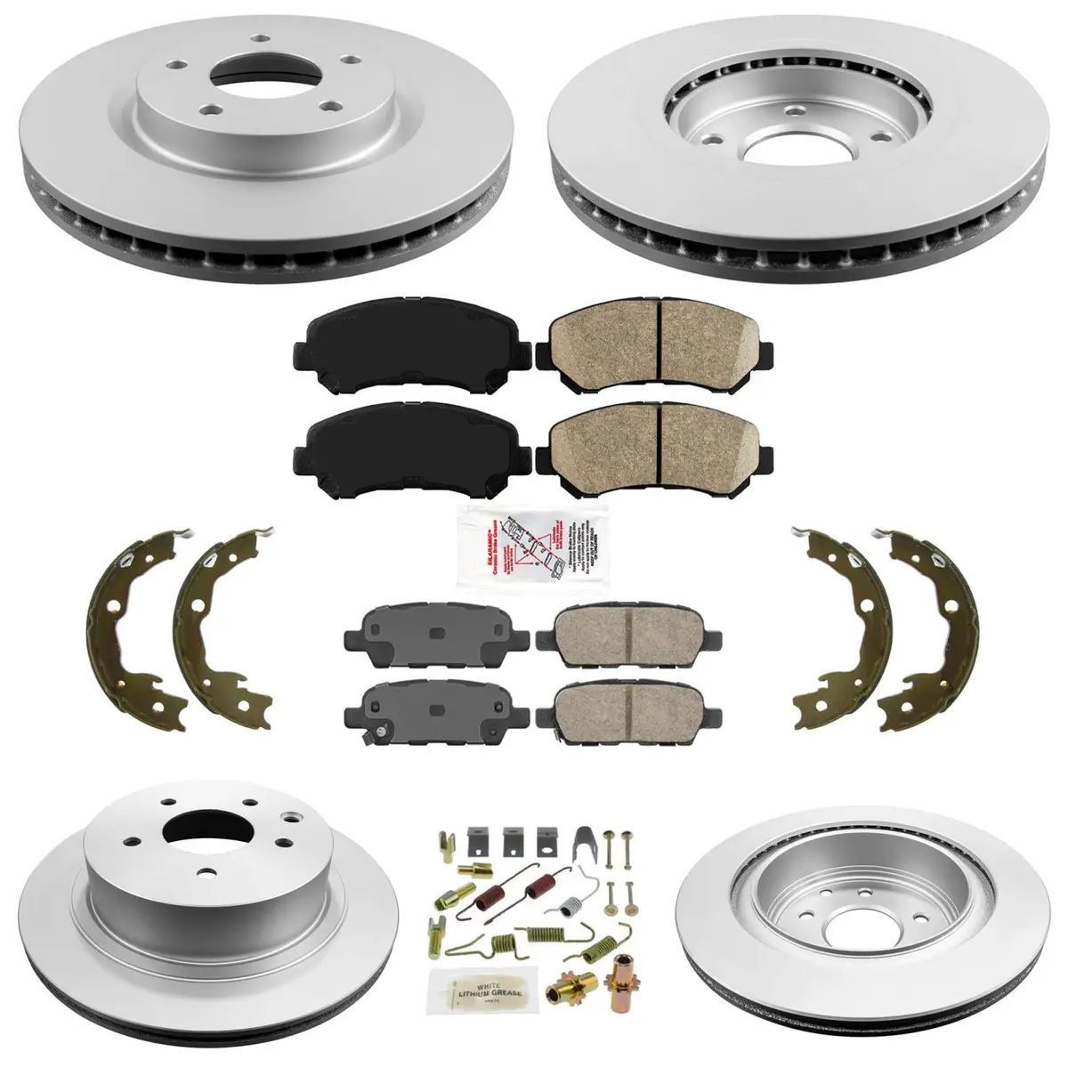 F&R Geo Coated Brake Rotors & Ceramic Pads For Nissan Rogue 2008 2010 2013 1