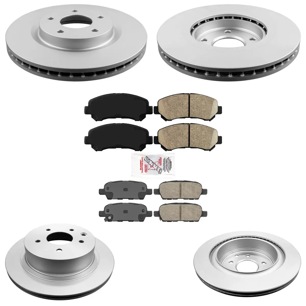 Geo Coated Disc Rotors Brake & Ceramic Brake Pads For Nissan Rogue 2008-2013 1