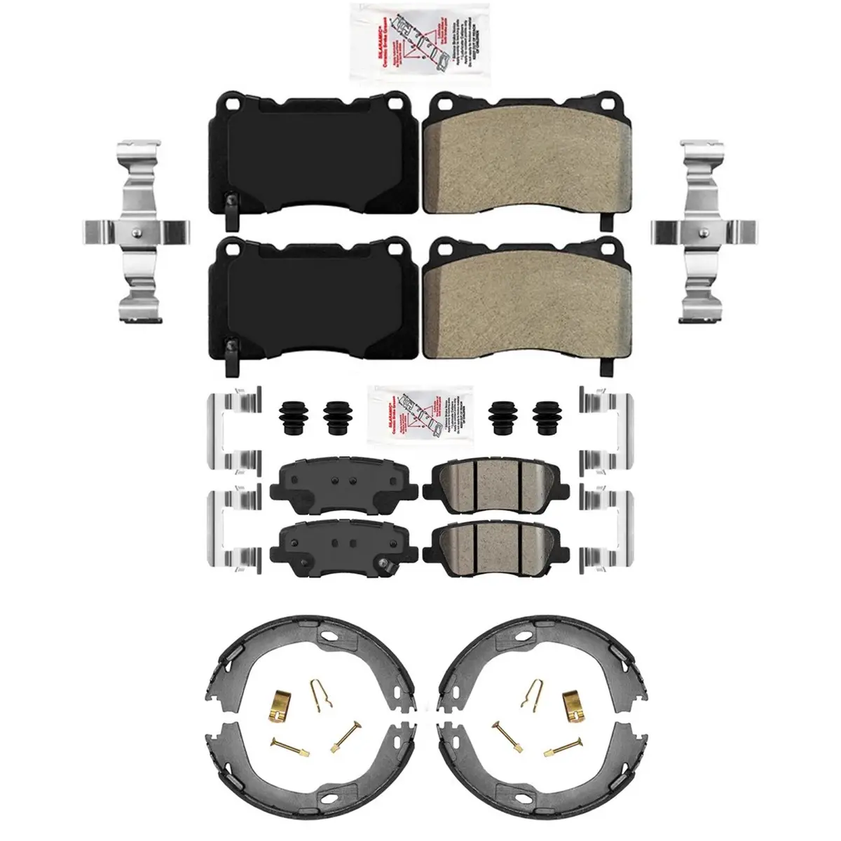 F&R Disc Brake Pads Parking Shoes For Cadillac Ats Dual Piston Caliper 13-19 1