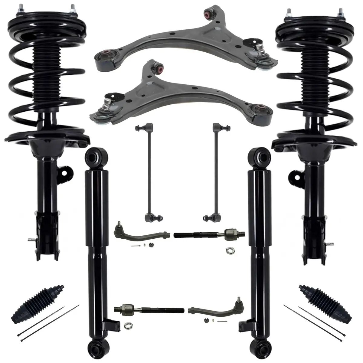 Frt Coil Spring Struts Control Arms Tie Rods For Hyundai Santa Fe Awd A/T 07-09 1