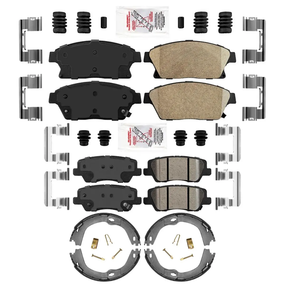 F&R Disc Brake Pads Parking Shoes For Cadillac Ats Single Piston Caliper 13-19 1
