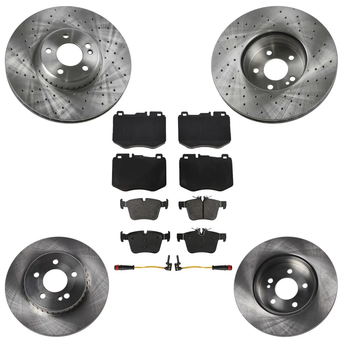 Disc Brake Rotors & Eps Pads For Mercedes Benz C300 Amg Sport Package 2015-2021 1