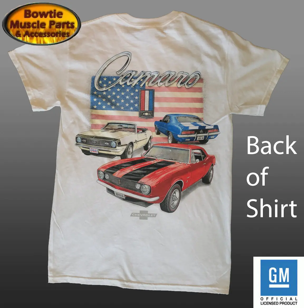 67 68 69 Camaro Usa American Flag T-Shirt Tee Shirt White Officially Gm Licensed 1