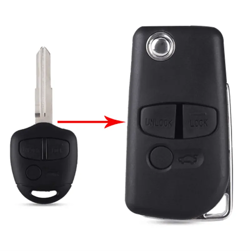 3 Buttons Modified Car Key Case Shell For Mitsubishi New Asx Grandis Outlander Lancer-Ex With Left Blade 5Pcs 2