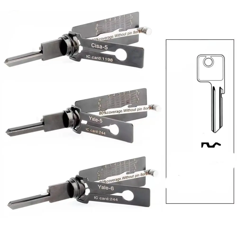 3Pcs/Lot 2-In-1 Lock Pick Decoder 6-Pin,5-Pin- Cisa Yale Keyway Tool (Cisa-5 Yale-5 Yale-6 ) 1
