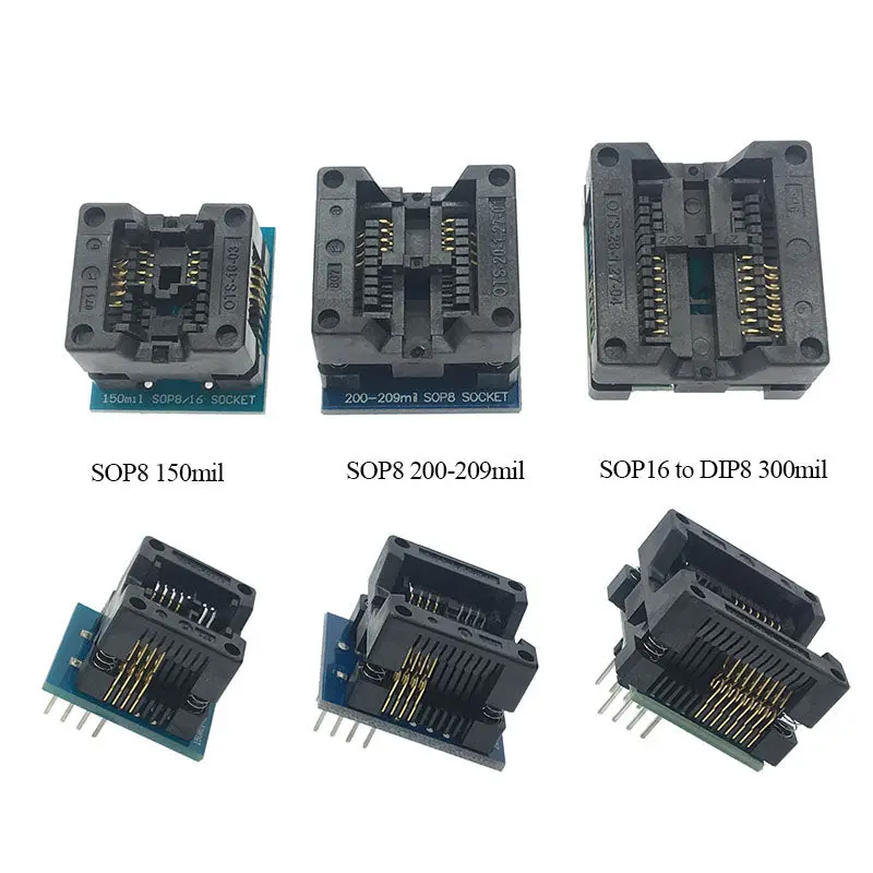 3Pcs/Set Sop16 To Dip8 Adapter+Sop8 150Mil 200Mil 300Mil Socket For Ezp2010 Ezp2013 Ch341a Tl866cs Tl866a Programmer 1