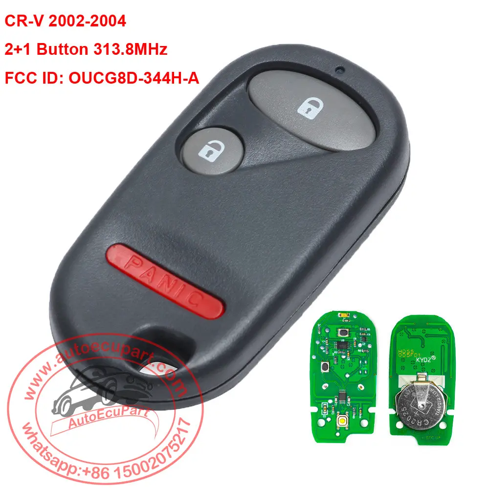 Remote Car Key Fob 2+1 Button 313.8Mhz For Honda Cr-V 2002-2004 Fcc Id: Oucg8d-344H-A 1