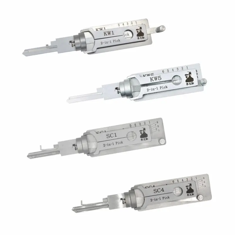 4Pcs/Lot Original Lishi Lock Pick 2-In-1 Decoder (Sc1, Sc4, Kw1, Kw5) 1
