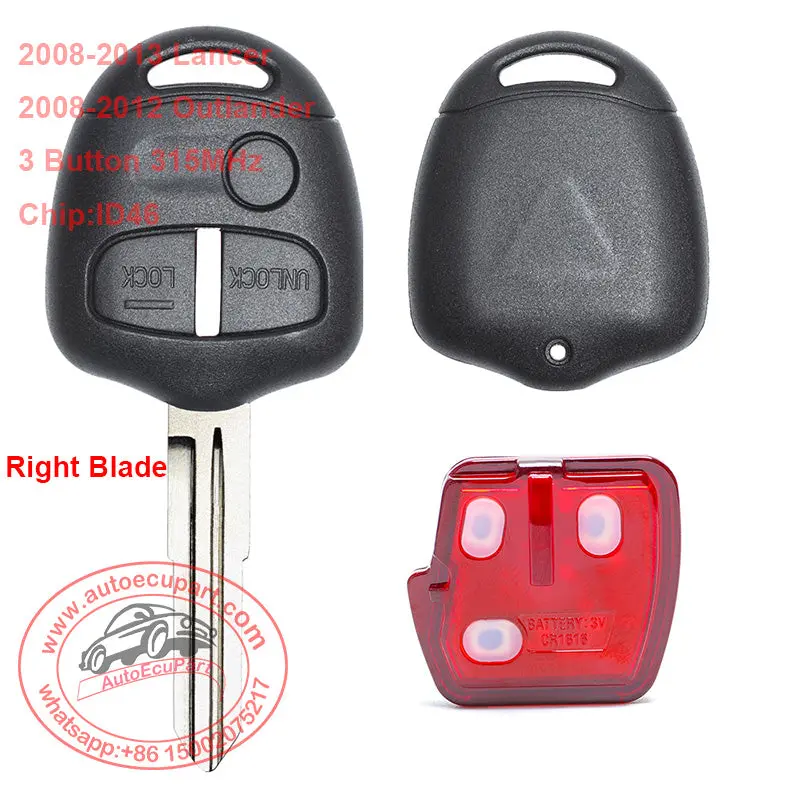 Remote Control Key 3 Button 315Mhz Id46 Chip For Mitsubishi Lancer Outlander 1