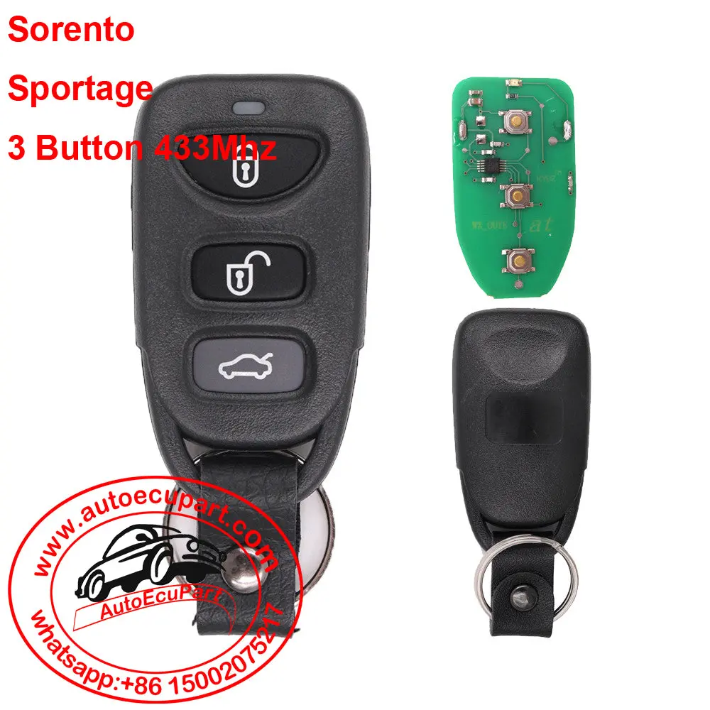 Remote Key 3 Button 433Mhz Fob For Kia Sorento Sportage 1