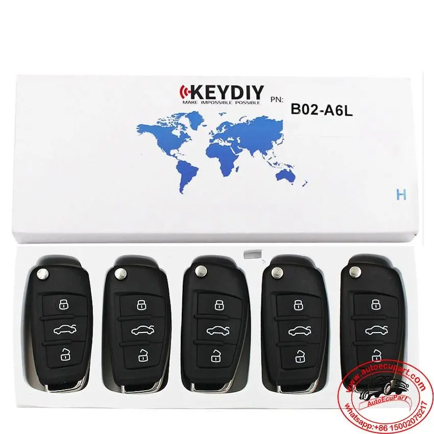 5Pcs Kd B02-A6l Universal Remote Control Key 3 Button (Keydiy B Series) 1