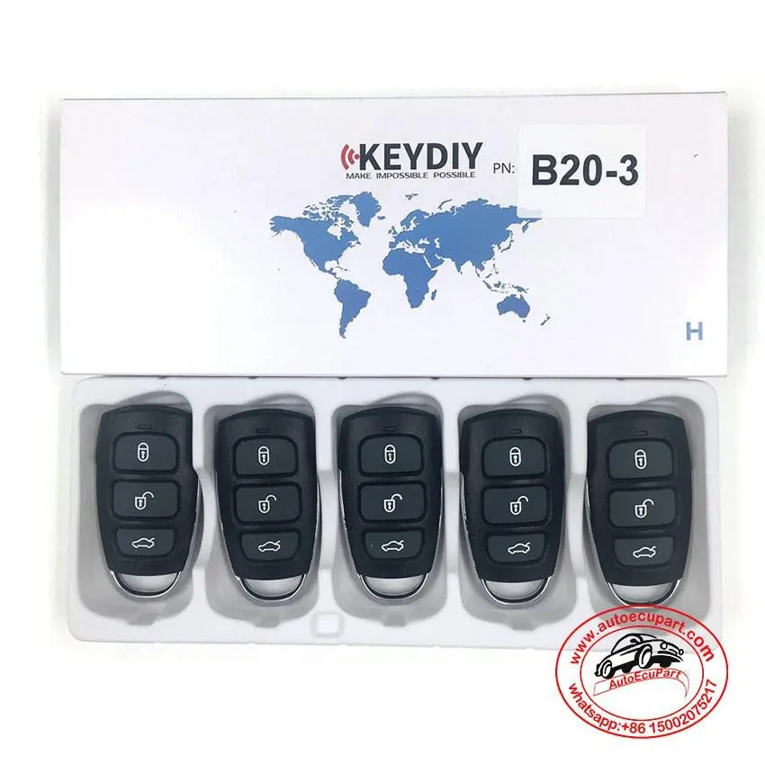 5Pcs Kd B20-3 Universal Remote Control Key 3 Button (Keydiy B Series) 1