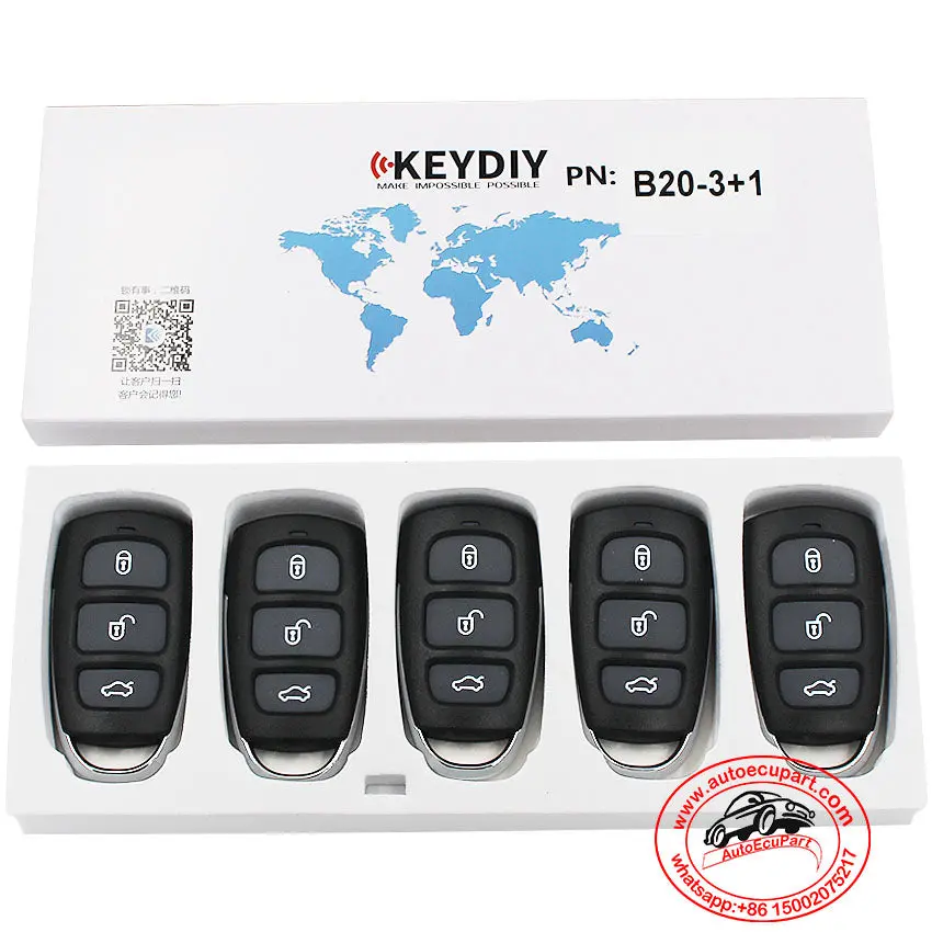 5Pcs Kd B20-3+1 Universal Remote Control Key 4 Button (Keydiy B Series) 1