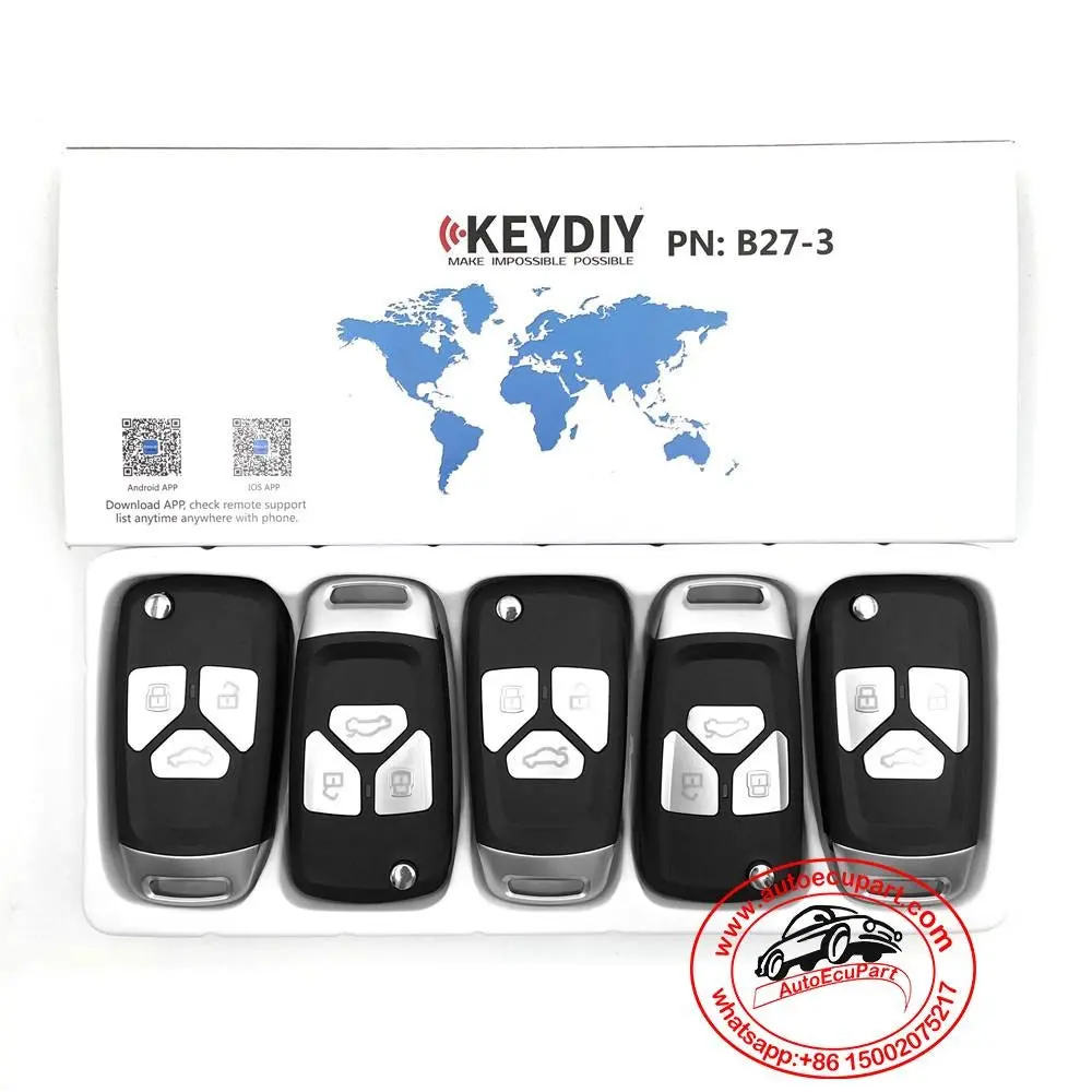 5Pcs Kd B27-3 Universal Remote Control Key 3 Button (Keydiy B Series) 1