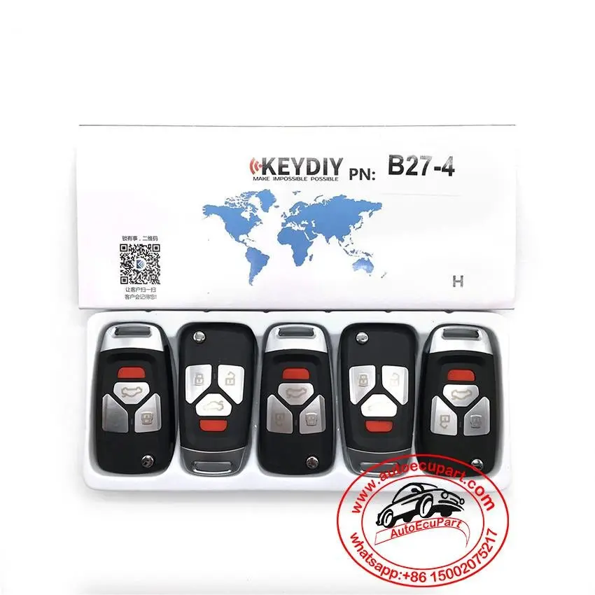5Pcs Kd B27-4 Universal Remote Control Key 4 Button (Keydiy B Series) 1